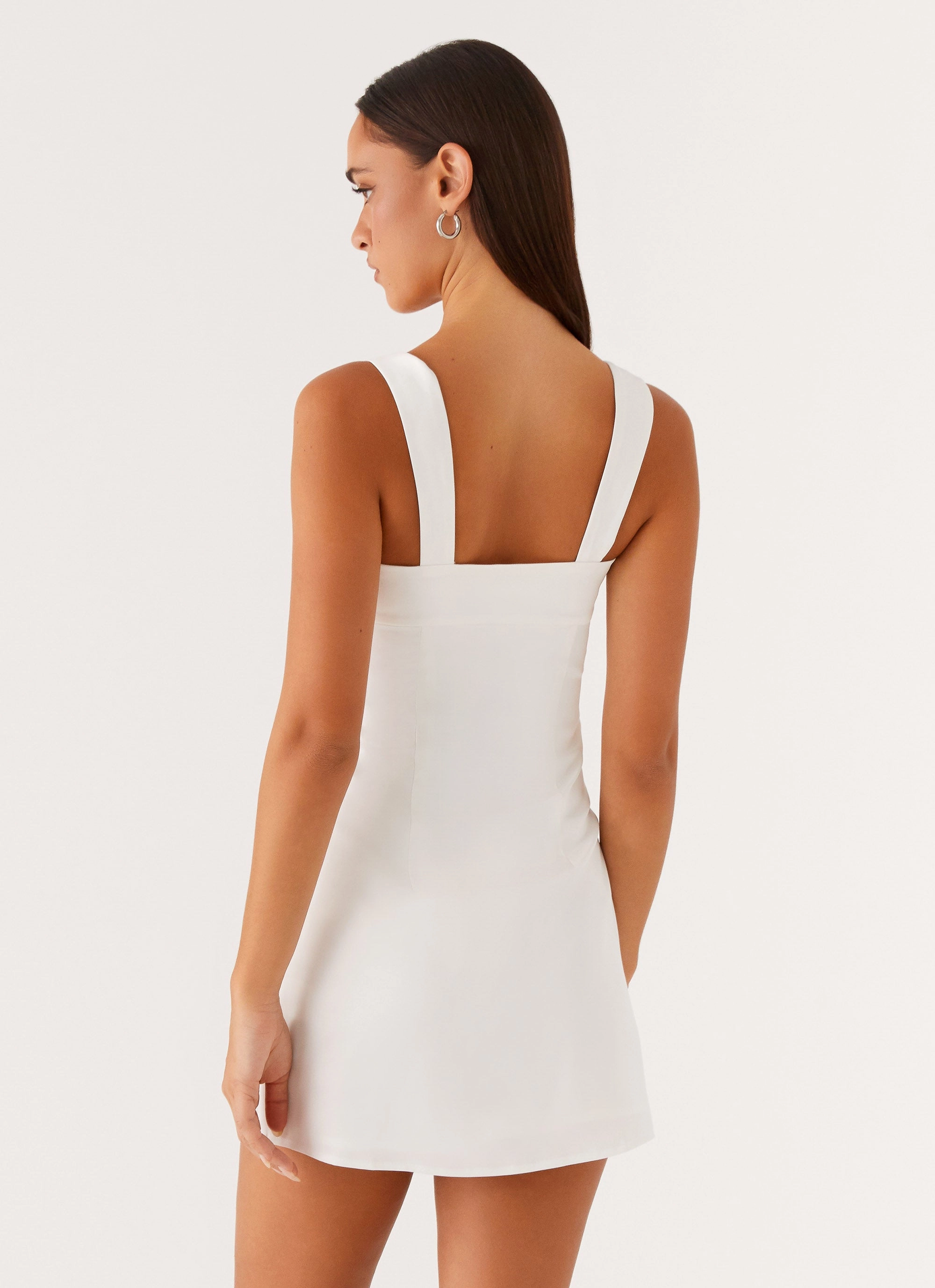 Eye Catching Odette Satin Mini Dress - White
