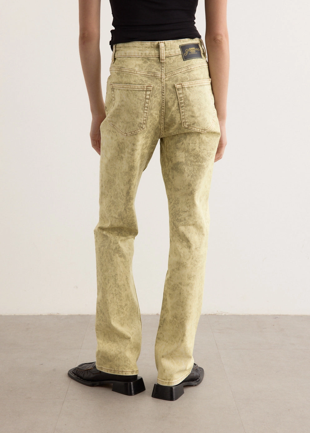Odor Control Finish Foil Overdyed Denim Jeans Button Fly Closure