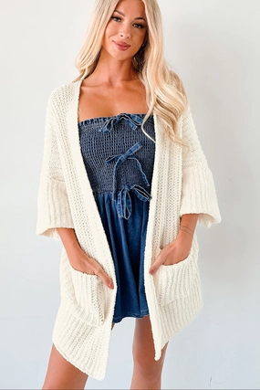 TonalStitching HeatRegulating Quiet Times Cuffed Sleeve POL Cardigan (Cream)