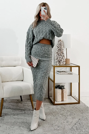 LightweightLayeredFabric Remembering Fondly Sweater Knit Set (Heather Grey)