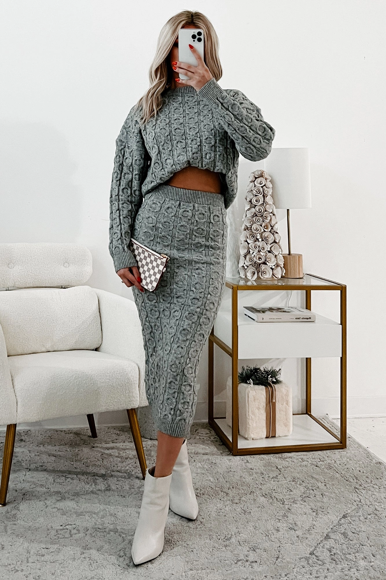 LightweightLayeredFabric Remembering Fondly Sweater Knit Set (Heather Grey)