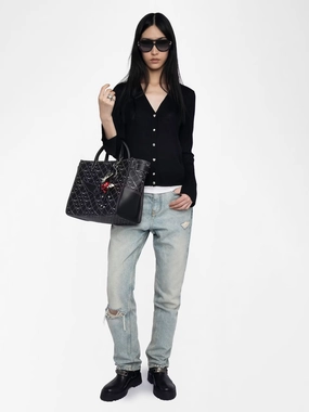 BondedShoulder LowImpact Dye Process Jemma Wool Cardigan Black