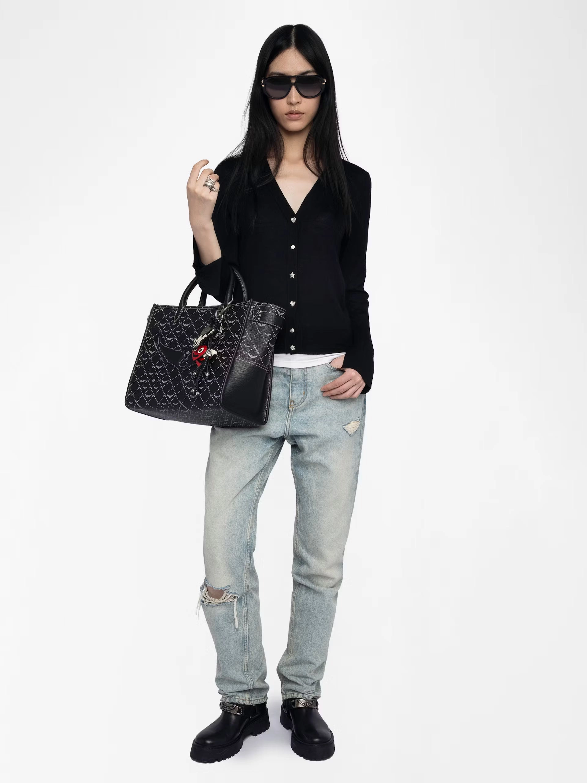 BondedShoulder LowImpact Dye Process Jemma Wool Cardigan Black