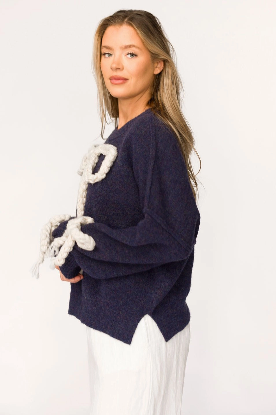 EcoFriendlyBlend Clara Oversized Pullover Sweater in Navy *Final-Sale*