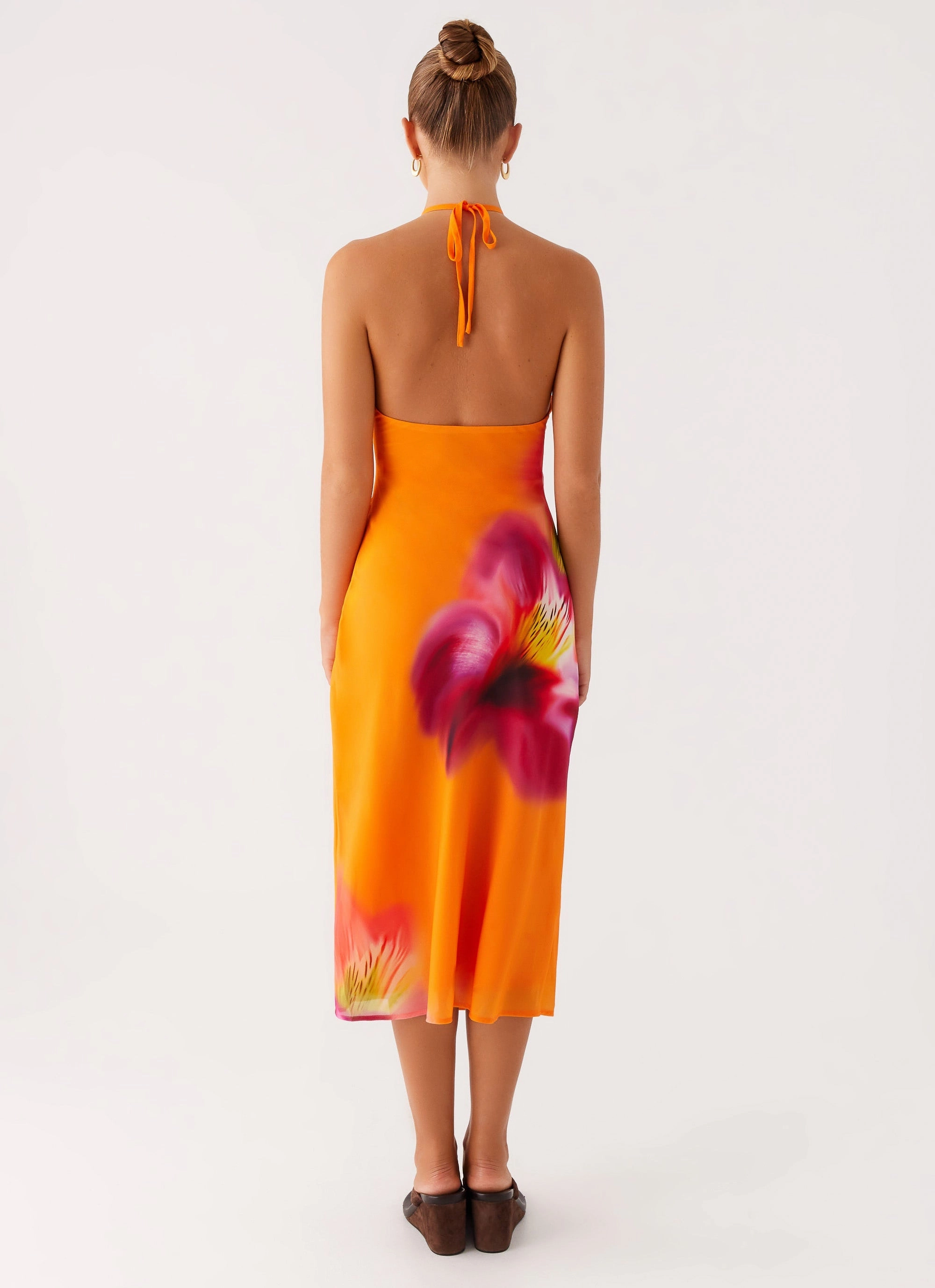 Kea Midi Dress - Orange Tropical Layered Volume