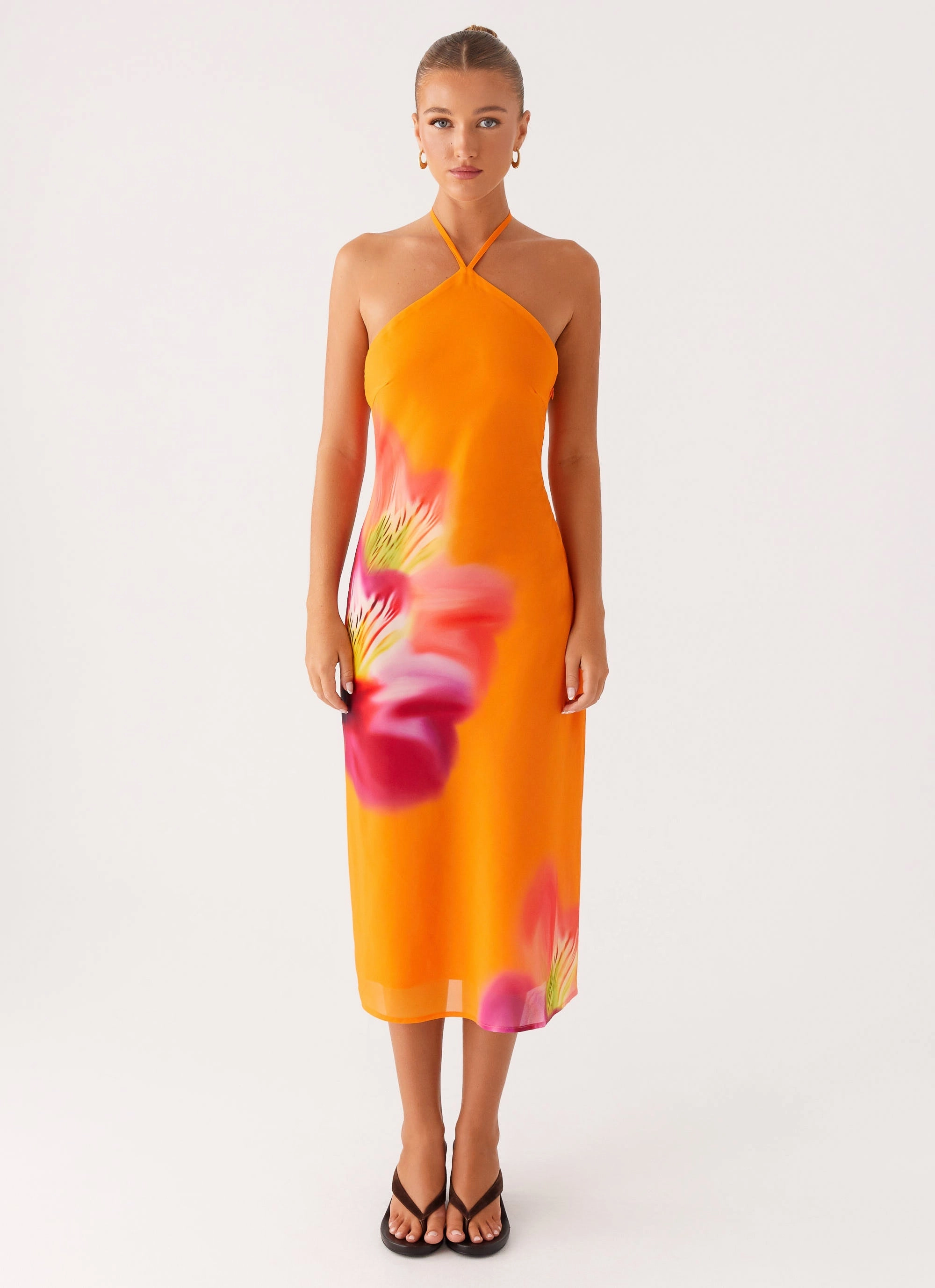 Work Pairing Kea Midi Dress - Orange Tropical