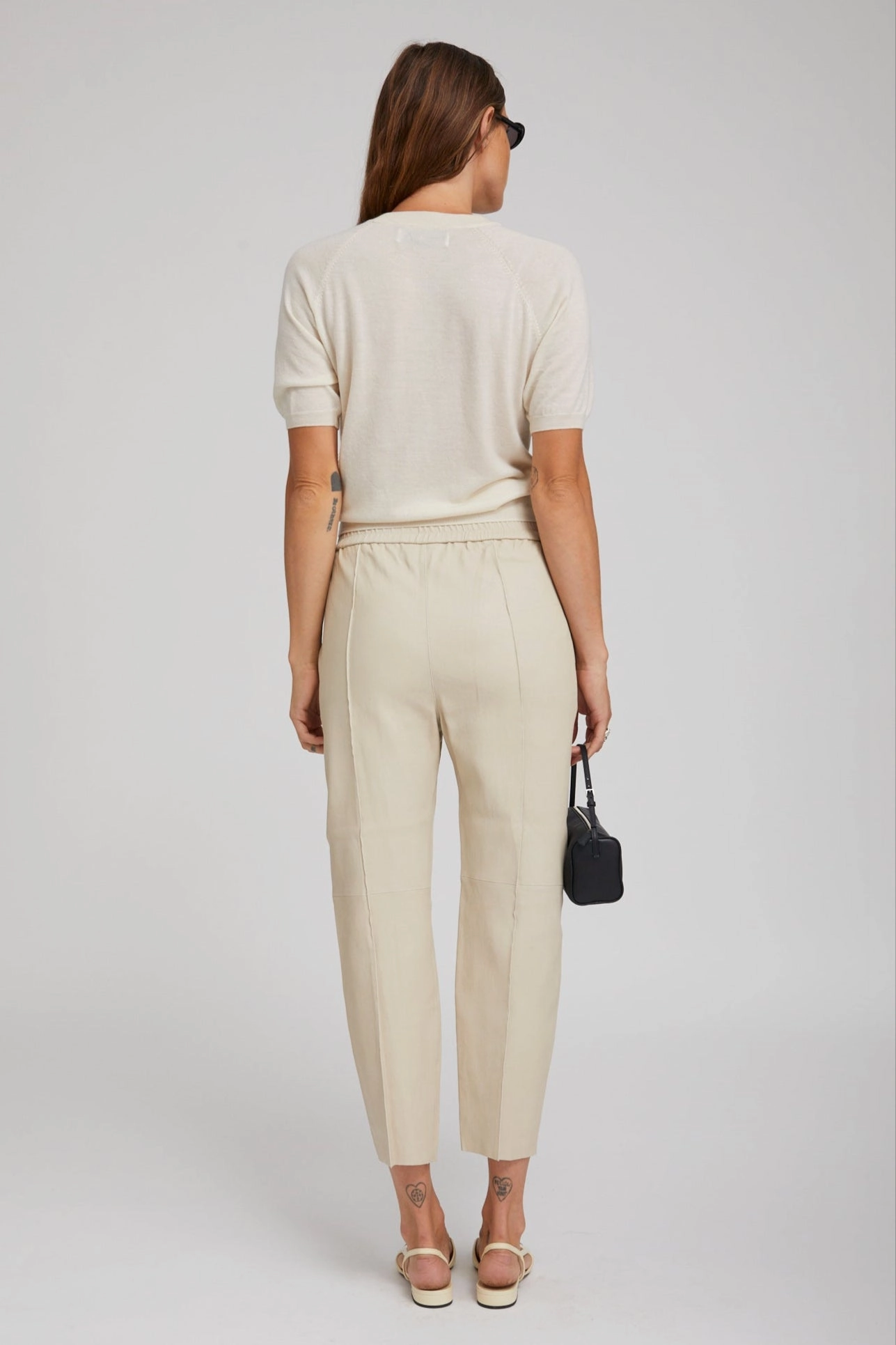 Off White Leather Joggers Quick Adjust Fit Perfect Fit