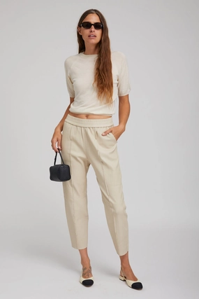 Off White Leather Joggers Comfortable Wear