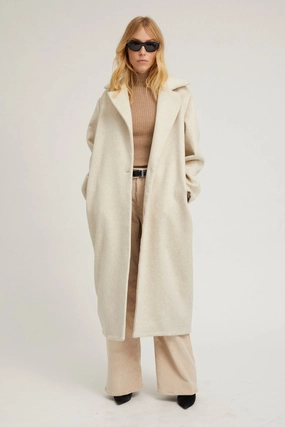 Off White Wool Cashmere Classic Coat Quick Dry Fabric