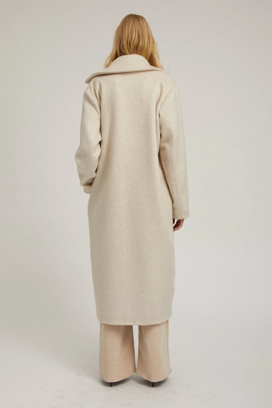 Quick drying material City Ready Style Off White Wool Cashmere Classic Coat