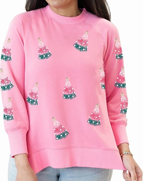 HighStretch Oh My Christmas Tree Pink Sweatshirt