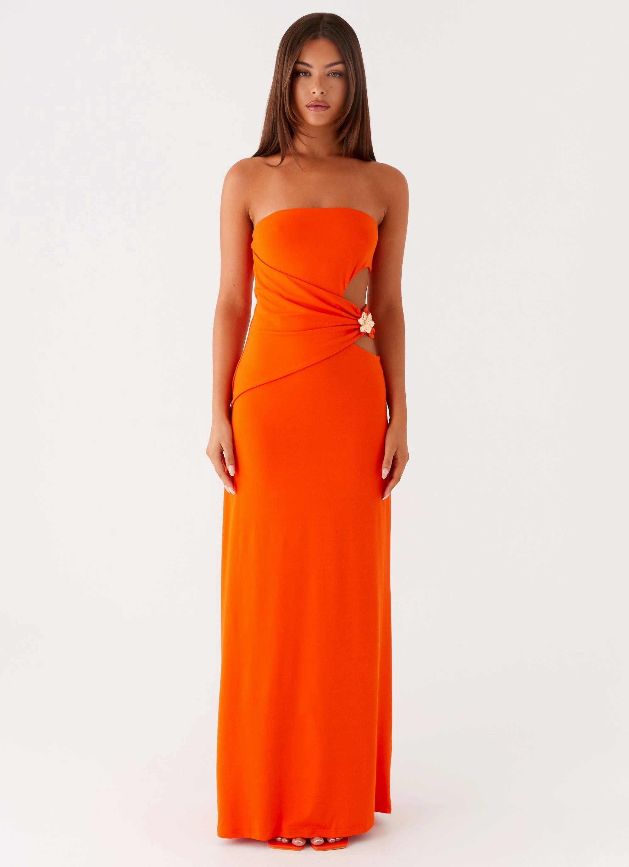 Anetta Maxi Dress - Orange Smooth Flow Flawless Fit