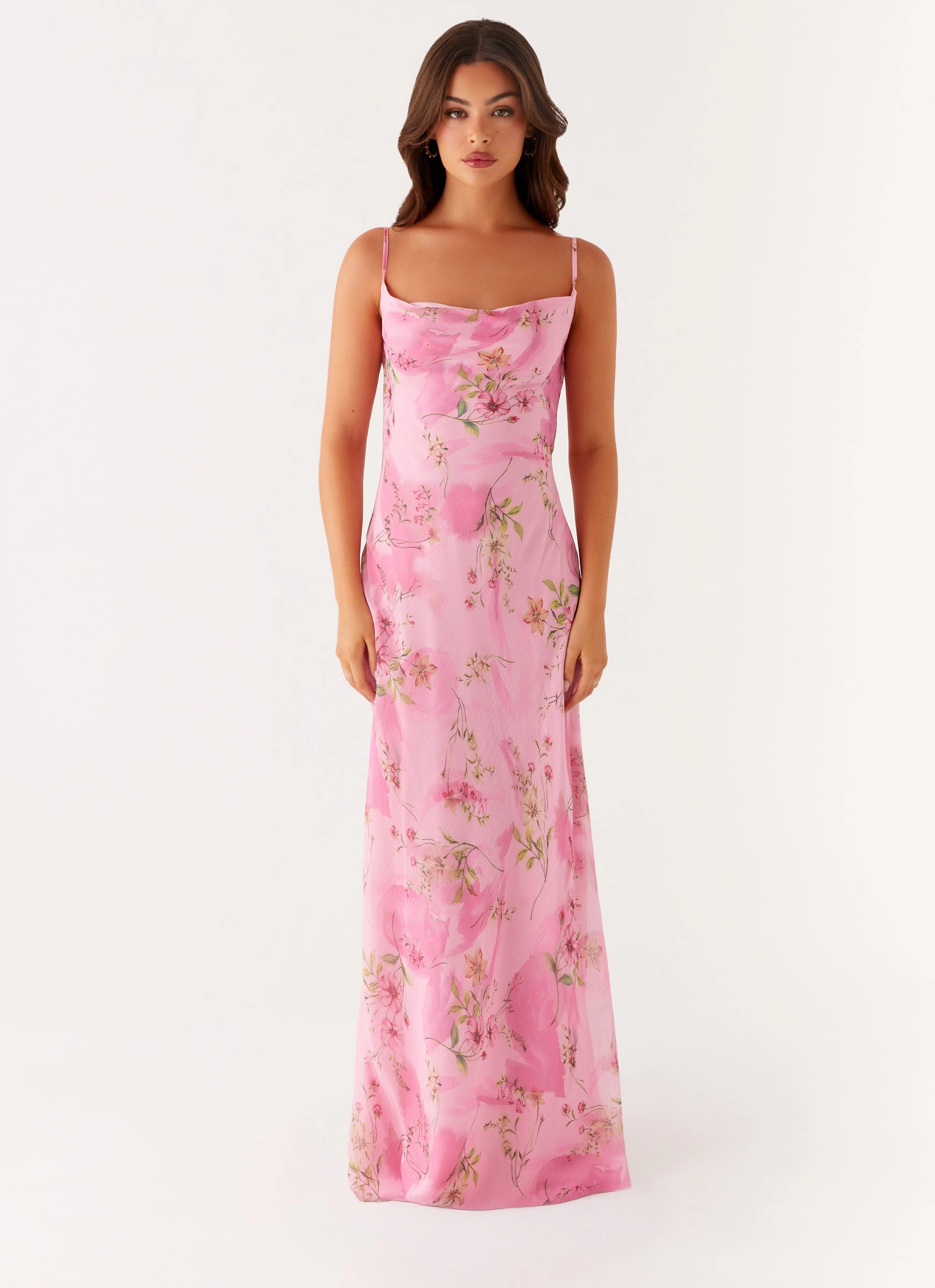 Relaxed Fit Design Summer Friendly Orlando Maxi Dress - Pink Floral Print