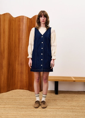 Curved Seam Construction NALA DENIM MINI DRESS