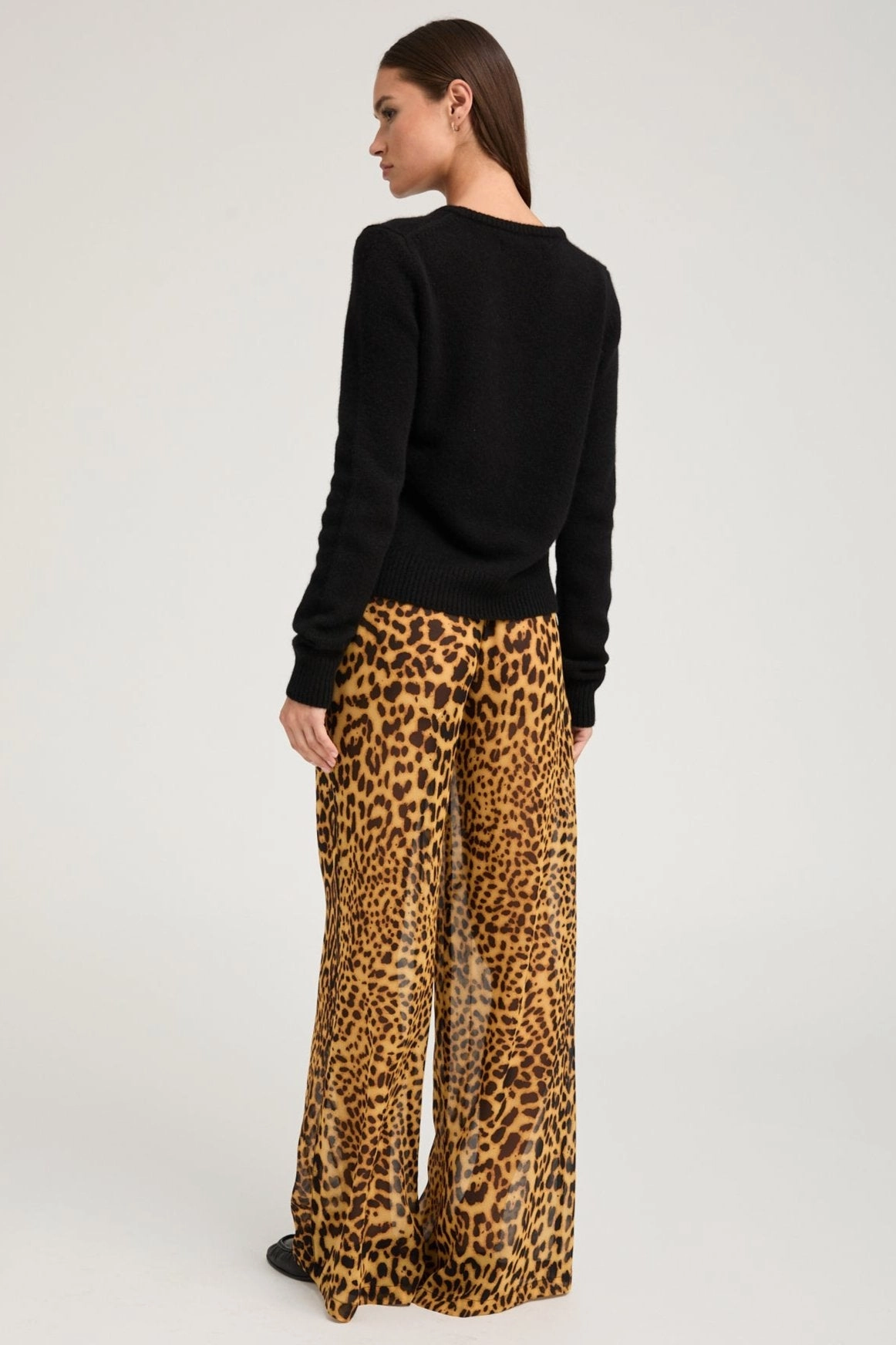 Quality Fabric Dark Leopard Silk Wide Leg Trousers