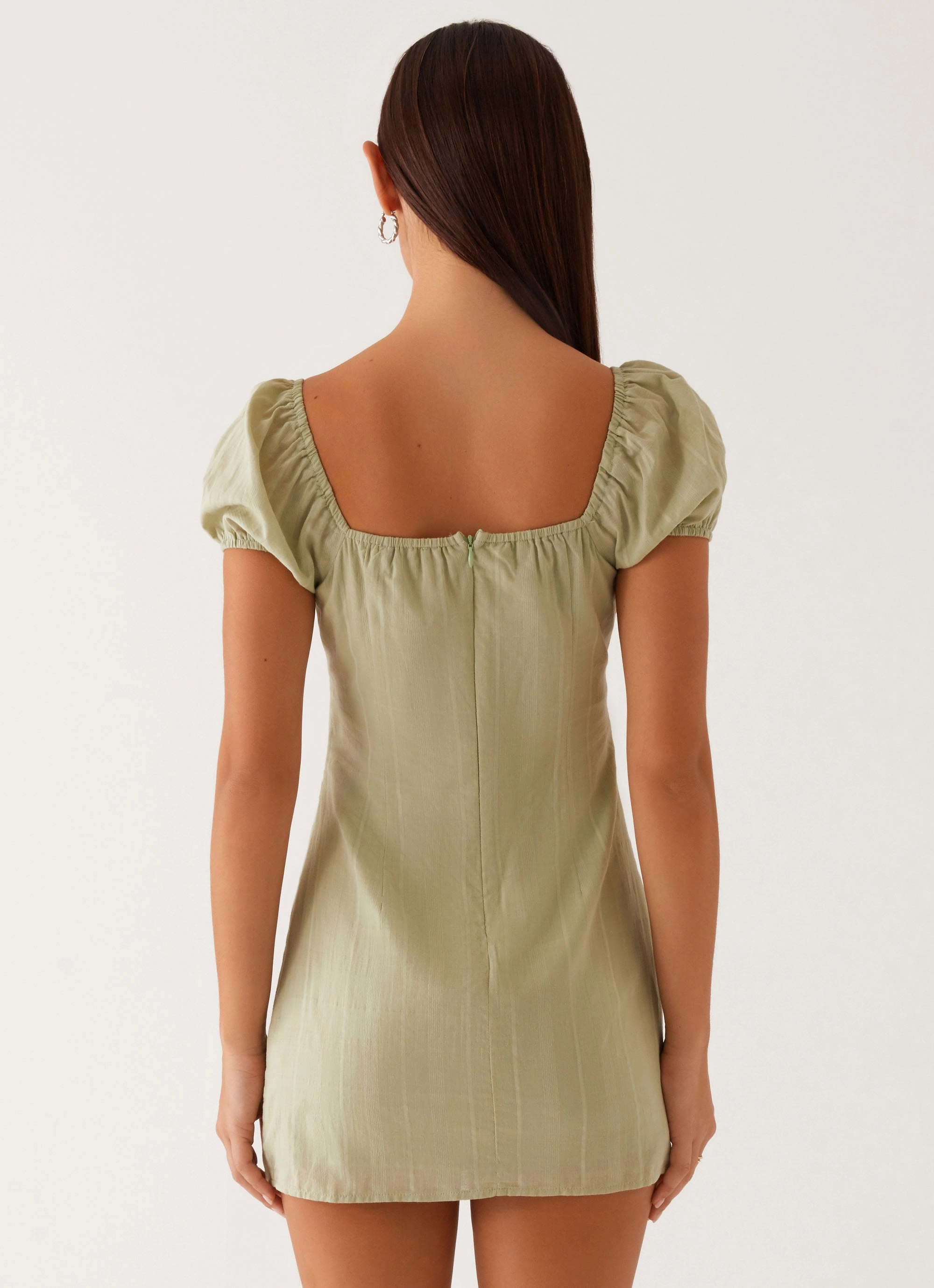 Fran Mini Dress - Pastel Green A Line Cut