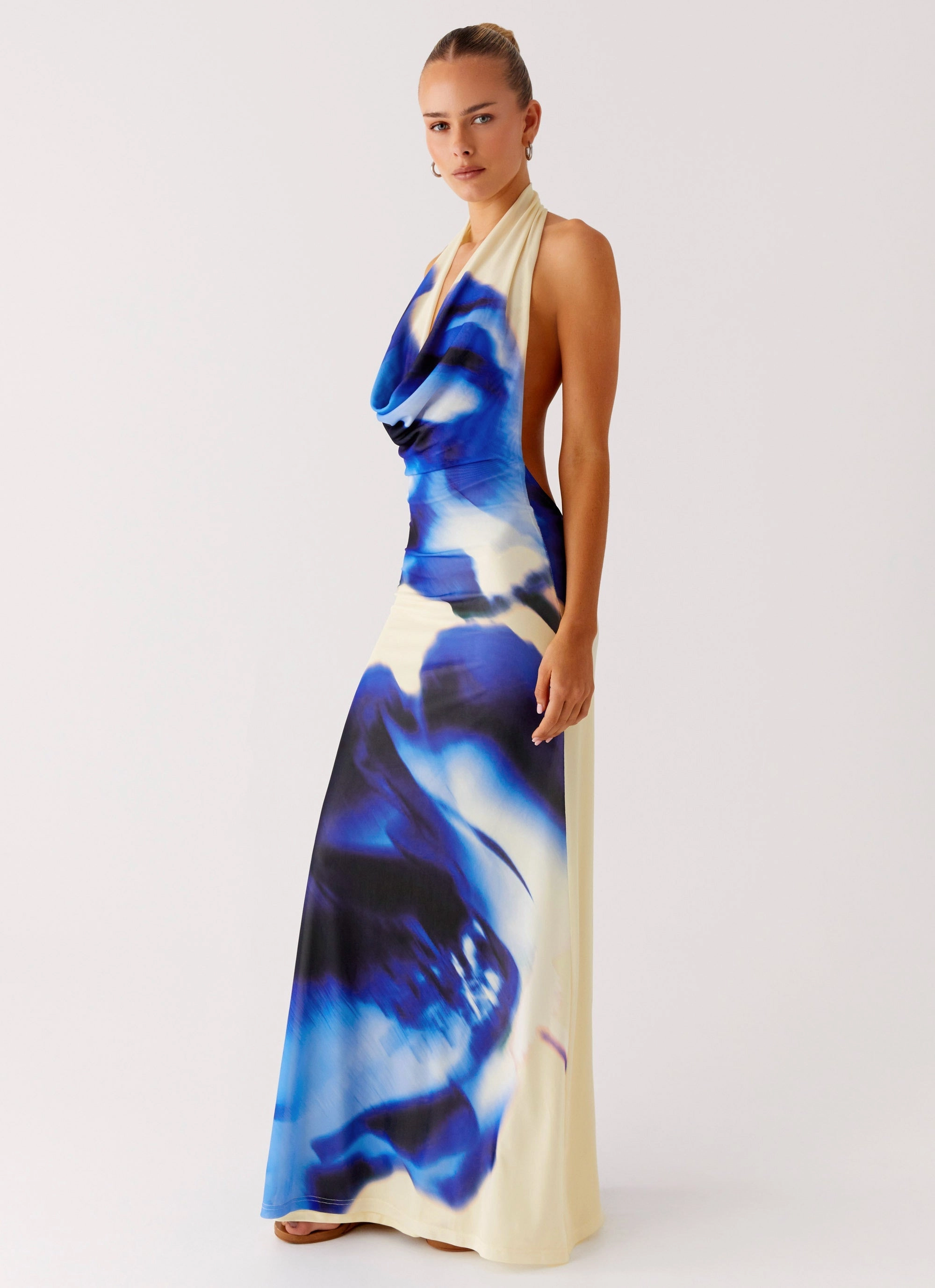 Cruise-Wear Office Mood Only A Feeling Cowl Neck Maxi Dress - Heirloom Floral