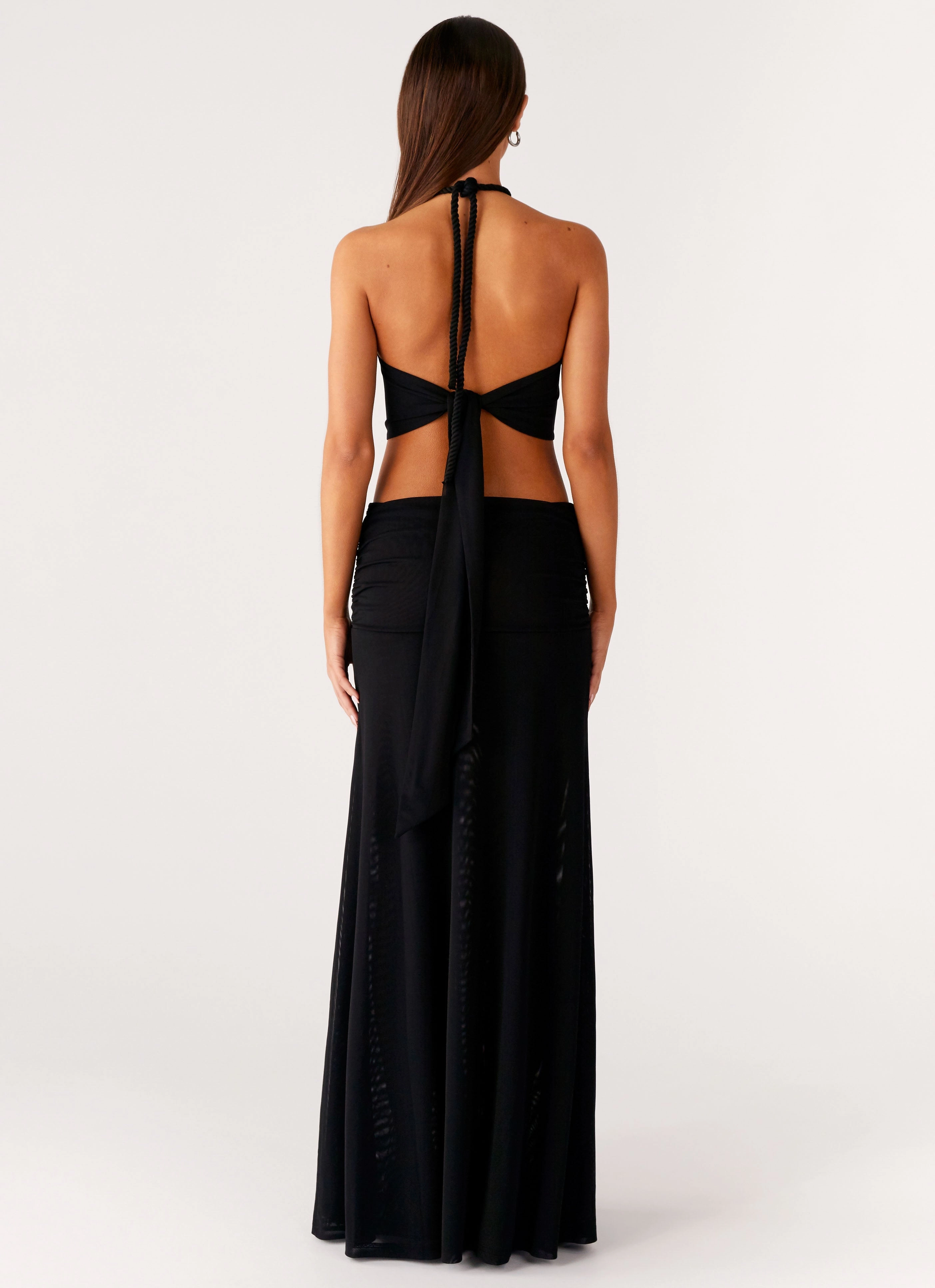 Only Love Maxi Dress - Black Drape Wave