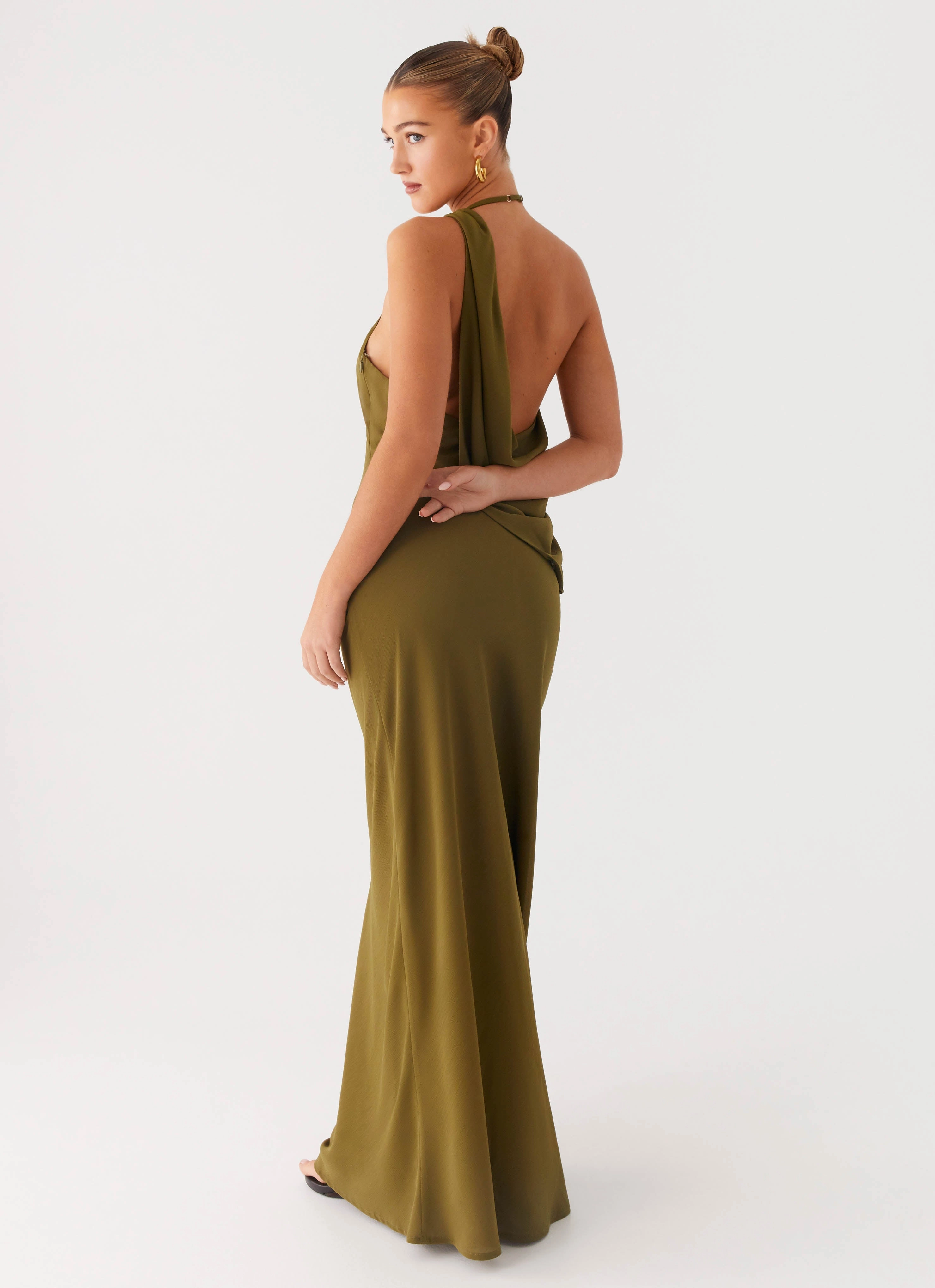 Light Elegance Pure Elegance Opal Glow Maxi Dress - Khaki