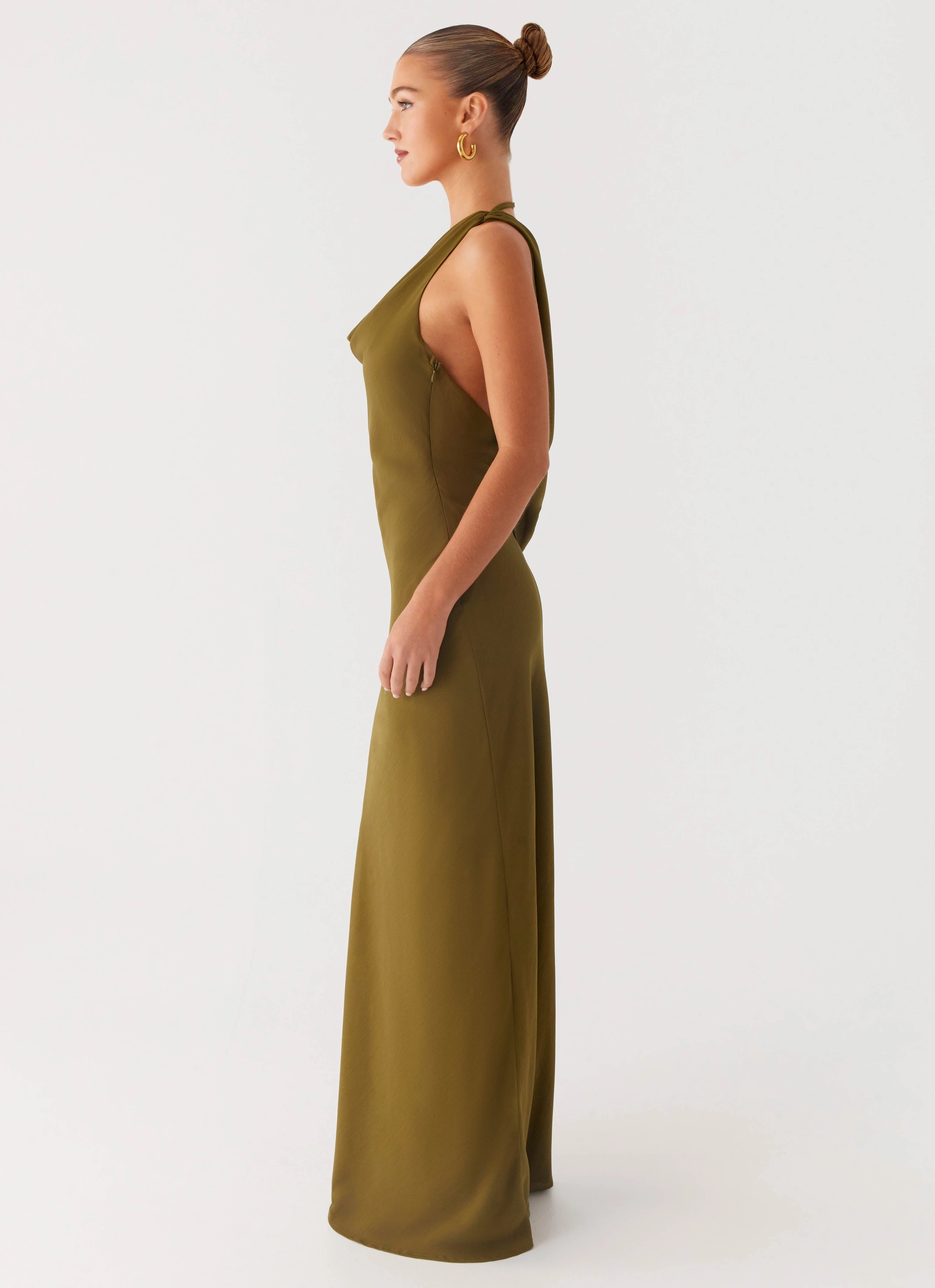 Opal Glow Maxi Dress - Khaki Flattering Fit Wear Flare Breeze