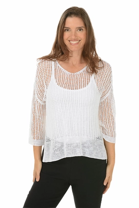 NoSlipSurface Open Crochet High-Low Sweater