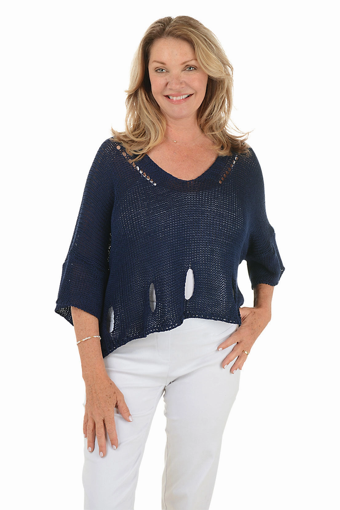 Open Knit Slouchy Sweater DoubleLayered Collar Layered Collar Structure