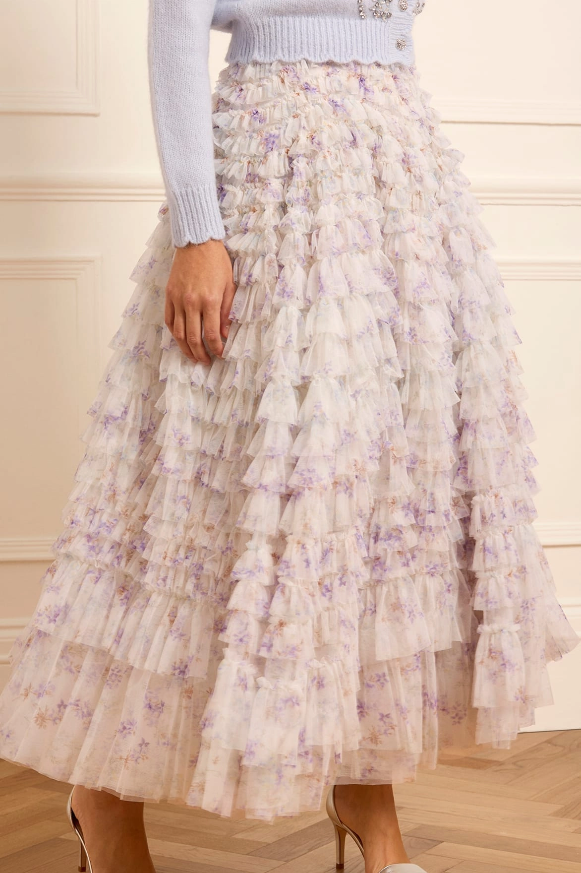 Ophelia Ditsy Hattie Ruffle Ankle Skirt Breezy Mood Tall-Fit