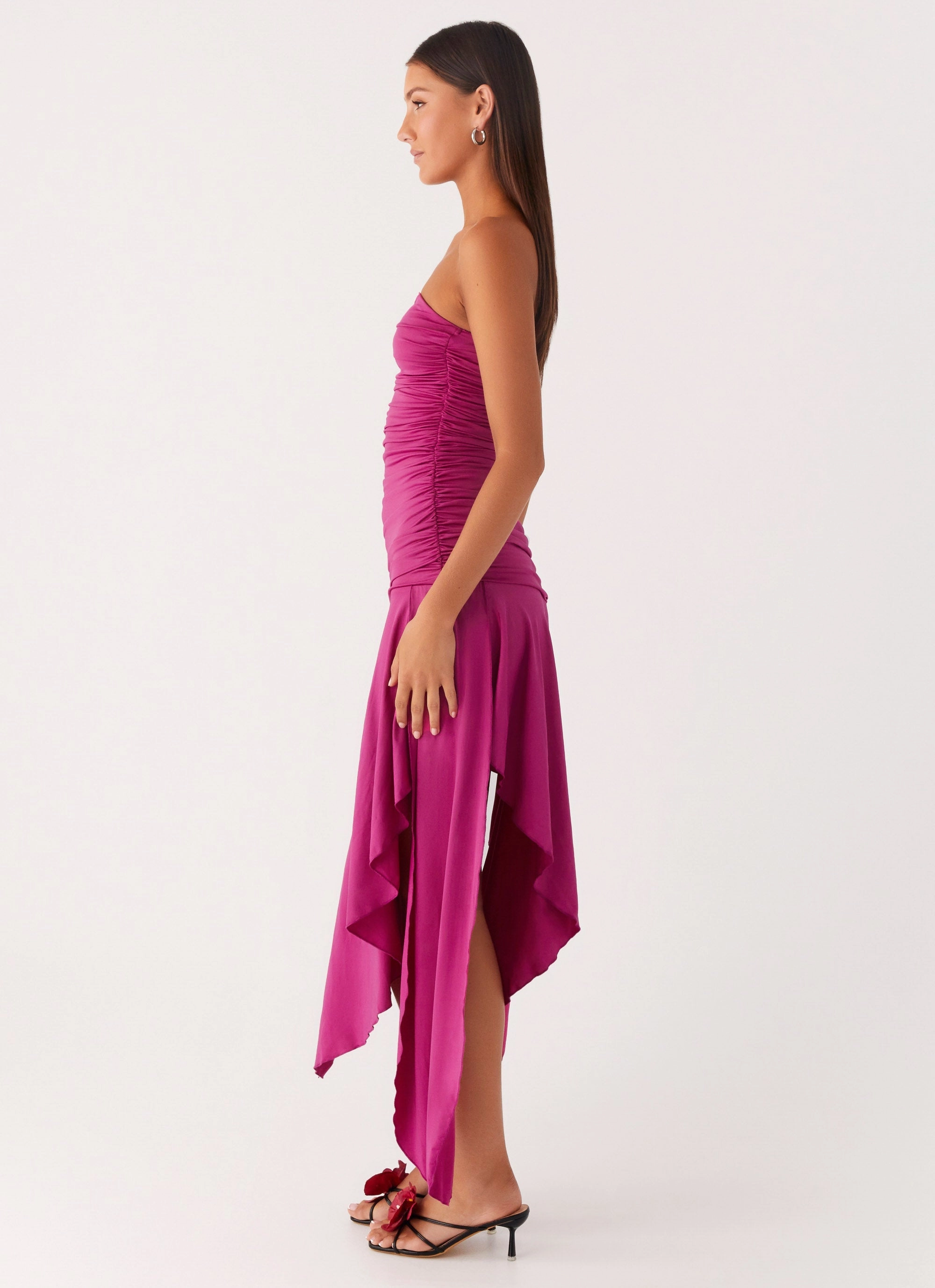 Romantic Bloom Ora Strapless Maxi Dress - Fuchsia