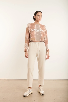 Sandwich Mesh Panel Structure Vintage White Easy Sweatpants