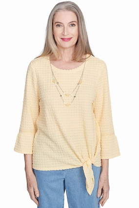 Flower Power Textured Bell Sleeve Top AntiSlipGrip