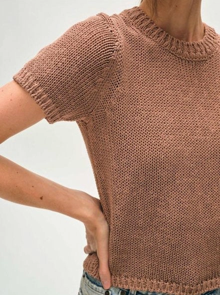 Fashionable Look Sustainable Manufacturing Organic Cotton Tape T-Shirt Clay