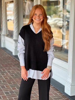 ErgonomicShape Cozy Wear On The Move Black Stripe Sweater