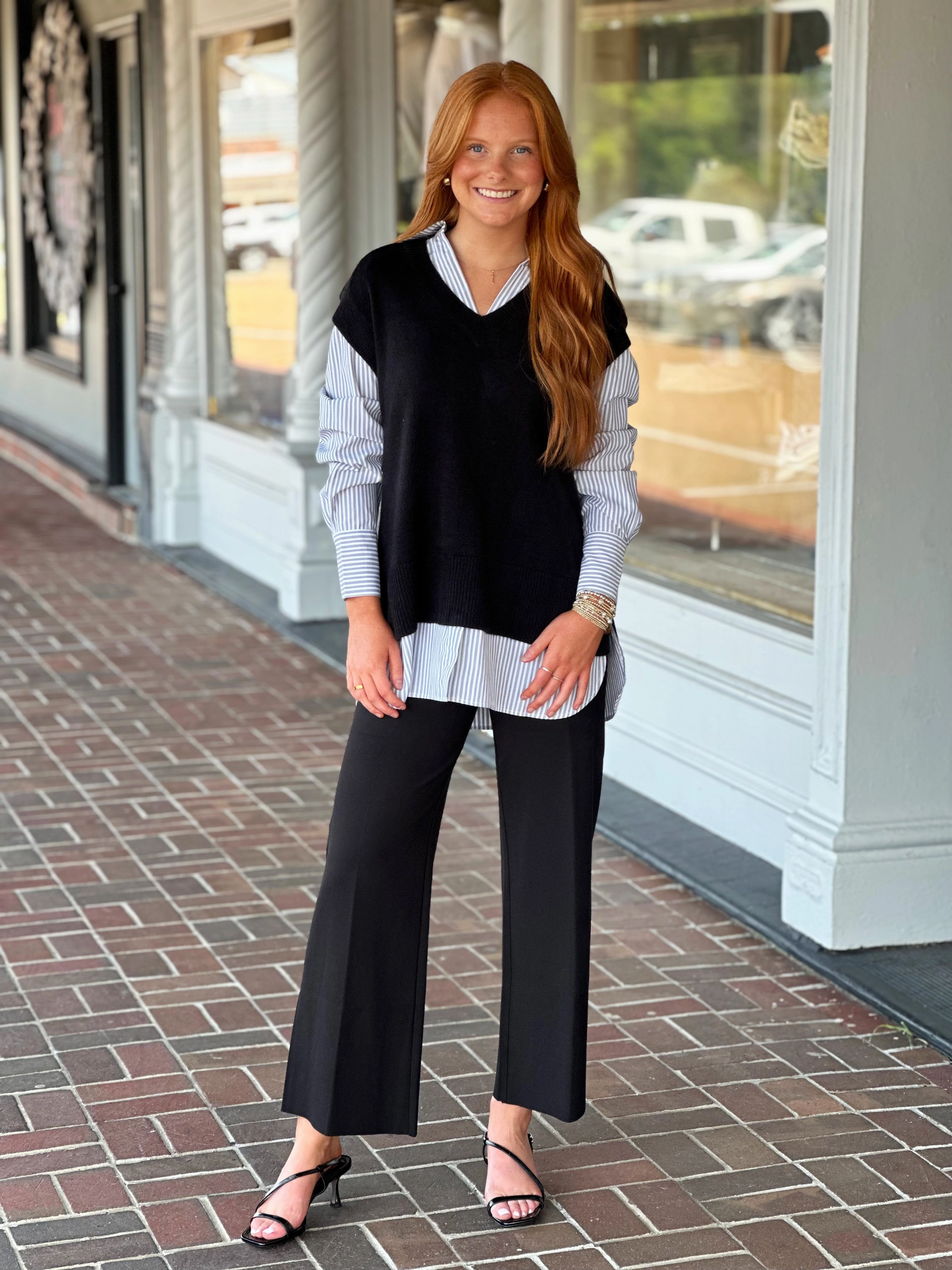 TaglessComfort Everyday Fashion On The Move Black Stripe Sweater