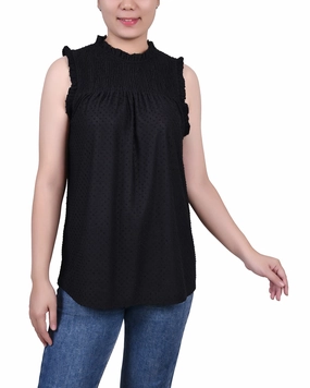 Comfortable Style Sleeveless Yoke Top With Ruffles