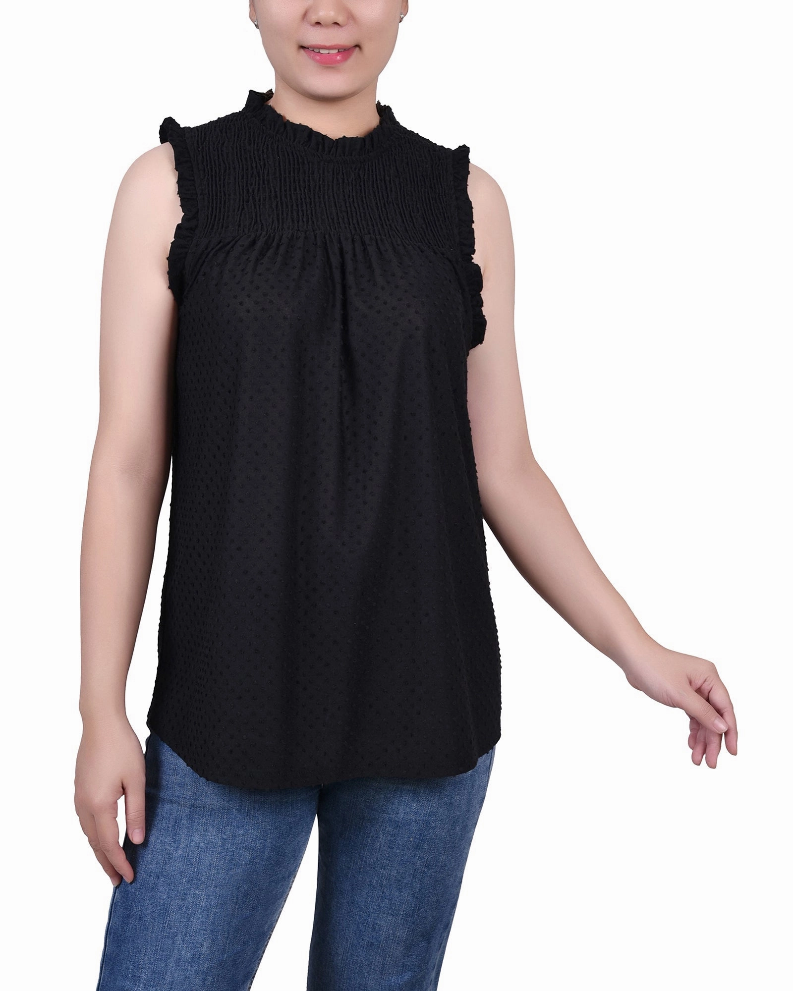 LowProfileSeams Sleeveless Yoke Top With Ruffles