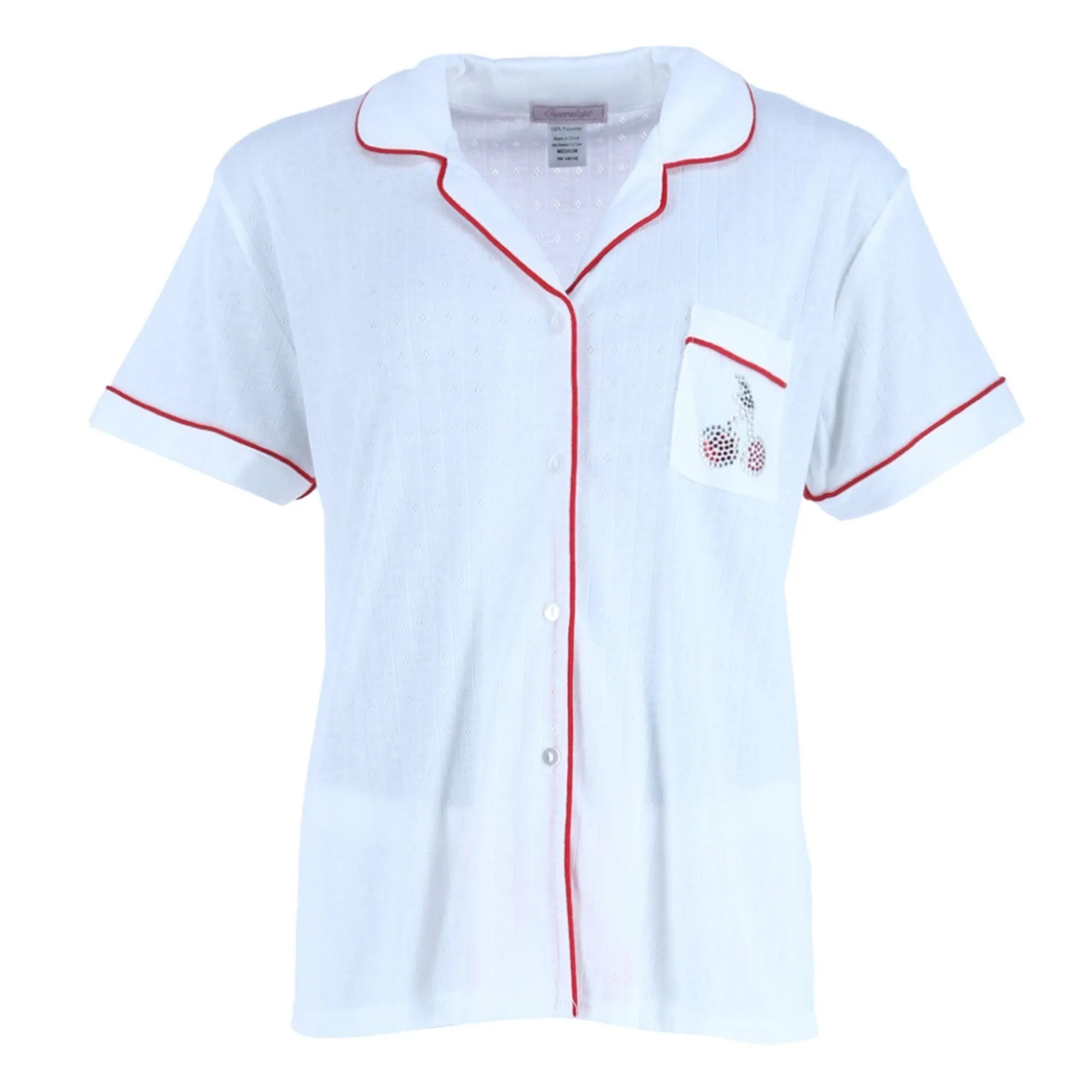 Overslept Women's Shorts Pointelle Cherries Notch Pajama Set