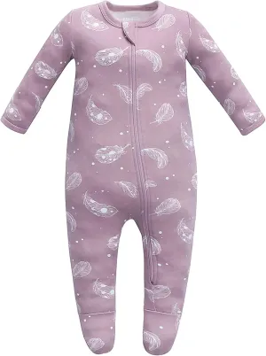Owlivia Organic Cotton Baby Pajamas, Boys Girls Zip Front Sleep 'N Play Pjs, Footed Sleeper, Long Sleeve