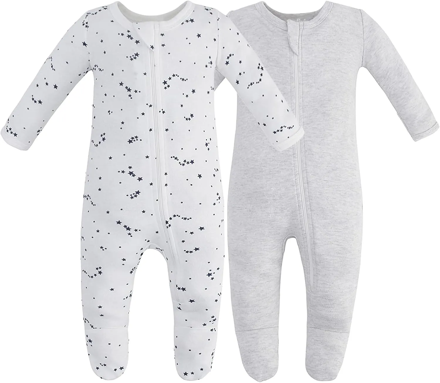 Owlivia Organic Cotton Baby Pajamas, Boys Girls Zip Front Sleep 'N Play Pjs, Footed Sleeper, Long Sleeve