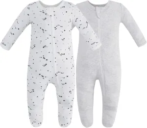 Owlivia Organic Cotton Baby Pajamas, Boys Girls Zip Front Sleep 'N Play Pjs, Footed Sleeper, Long Sleeve
