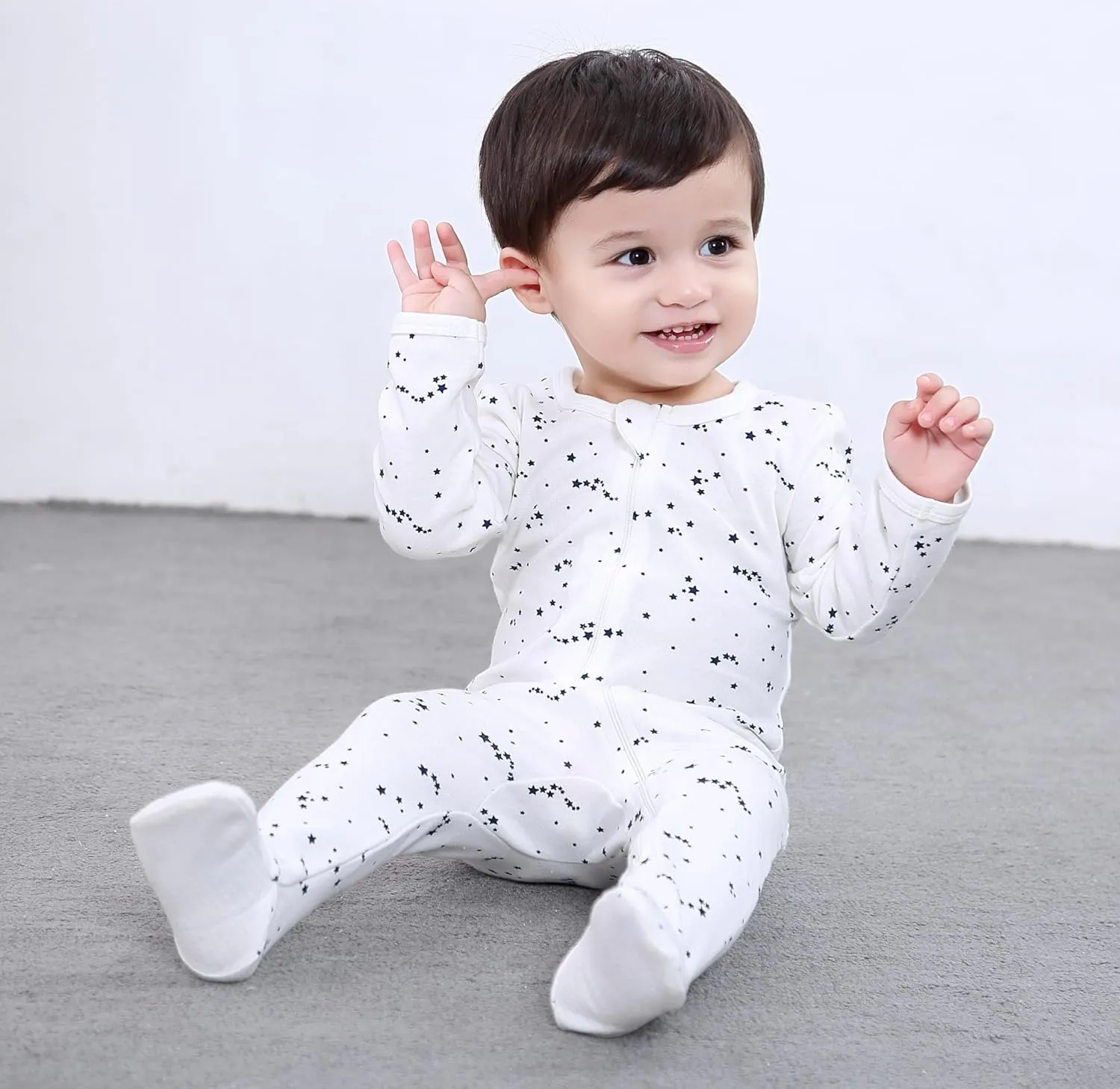 Owlivia Organic Cotton Baby Pajamas, Boys Girls Zip Front Sleep 'N Play Pjs, Footed Sleeper, Long Sleeve