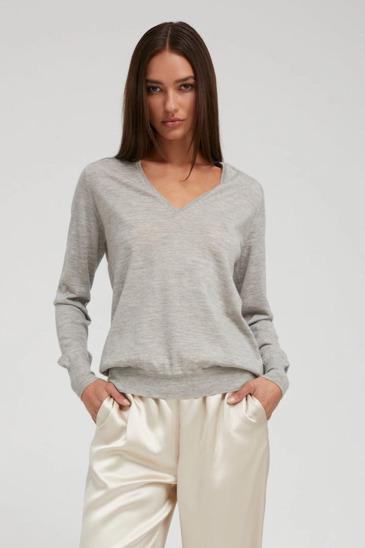 ZeroWastePattern Oxford Cashmere V-Neck Sweater