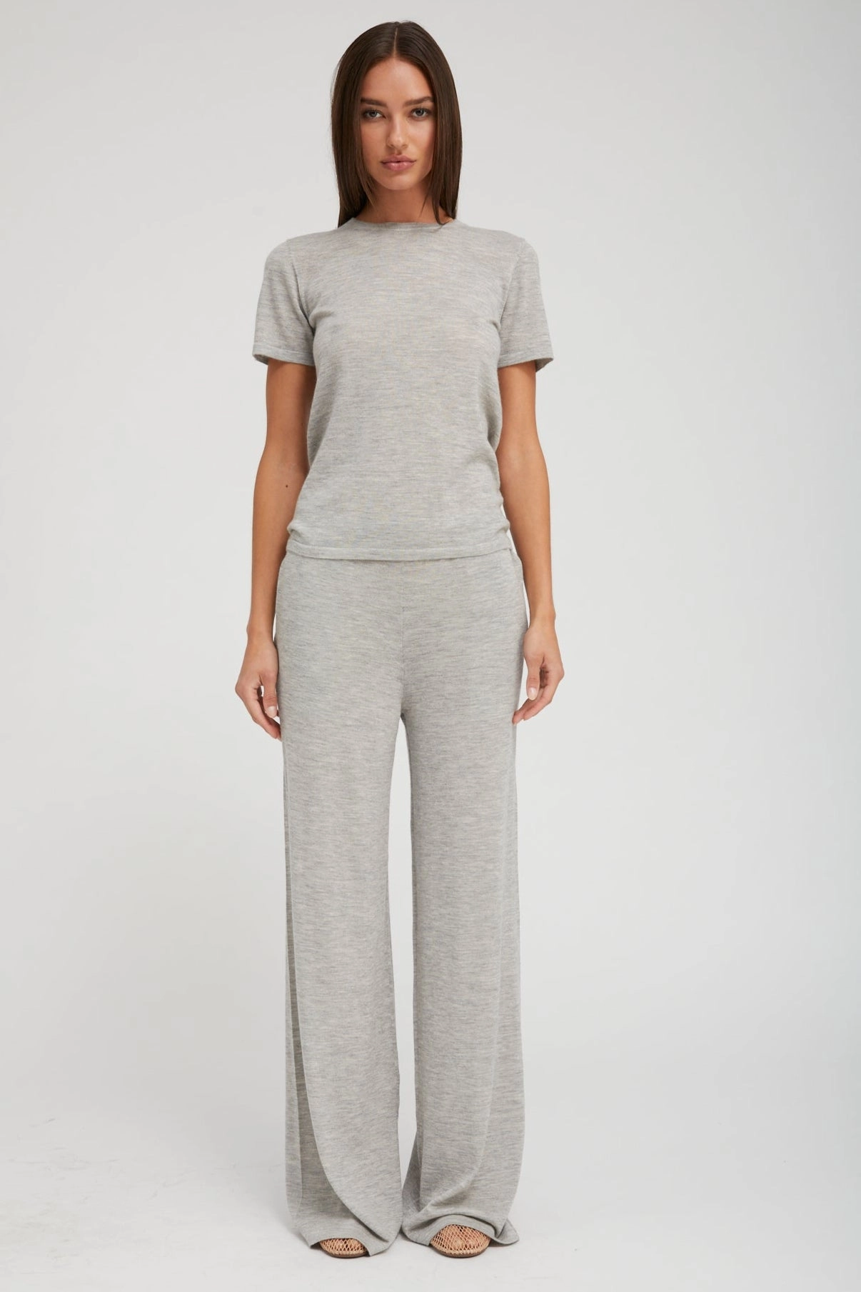 Oxford Ultra Fine Cashmere Wide Leg Pants Tight Waist Quick Fit Wear