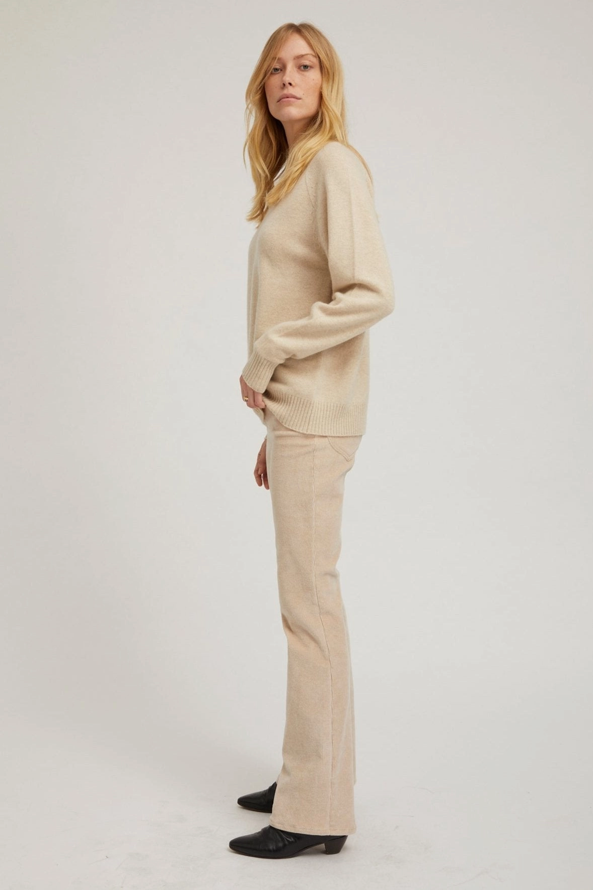 Oyster Cashmere Boyfriend Sweater summer top Reinforced Shoulders