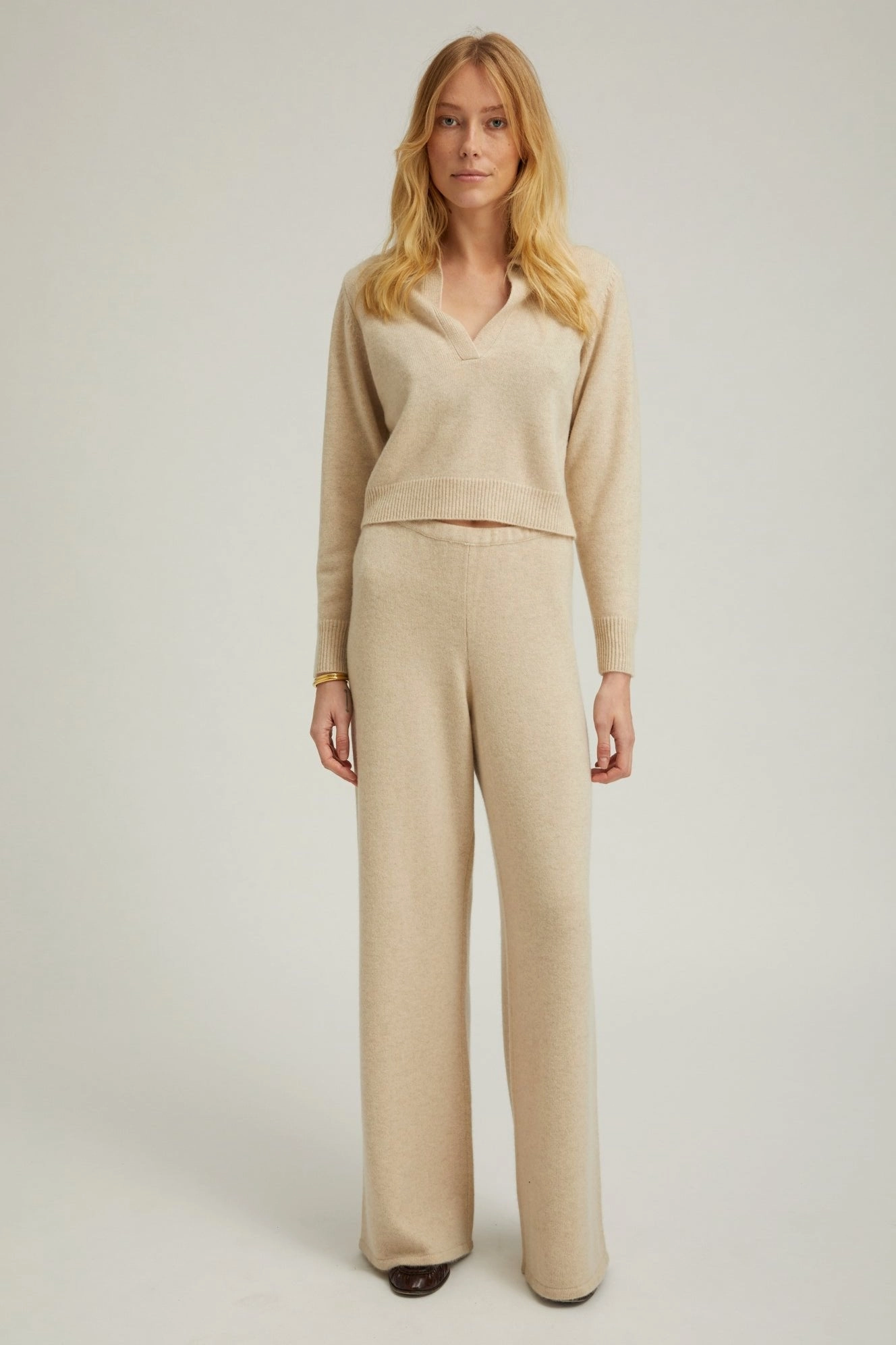 Oyster Cashmere Easy Pants Minimal Design