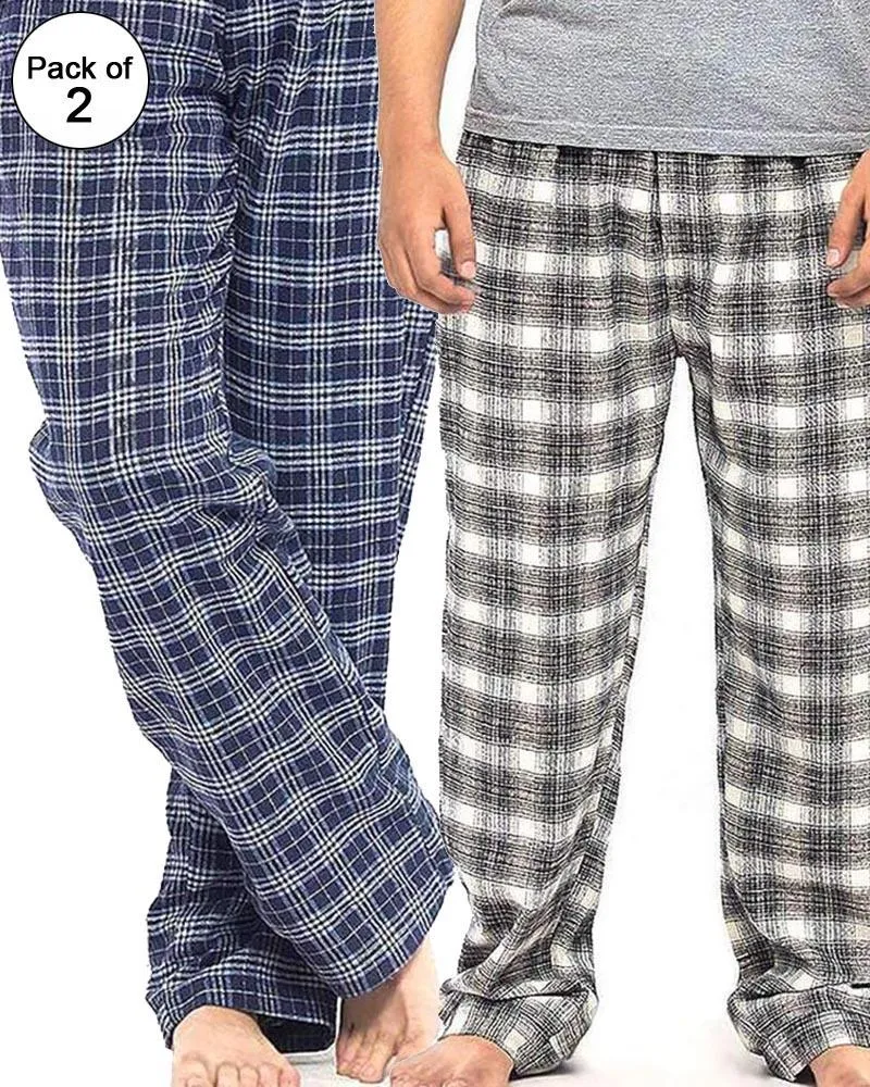 Pack of 2 - Men's Cotton Check Pajama - Cotton Yarn Dyed Flannel Men's Pajama MF-20