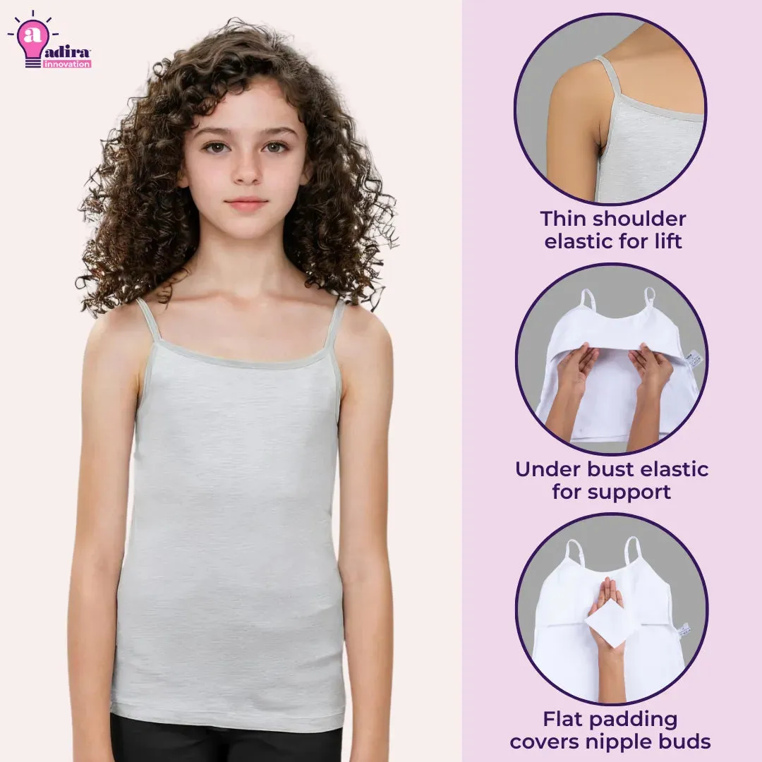 Padded Camisole | For Teens | Flat Padding | Covers Nipple Buds | Pack Of 3
