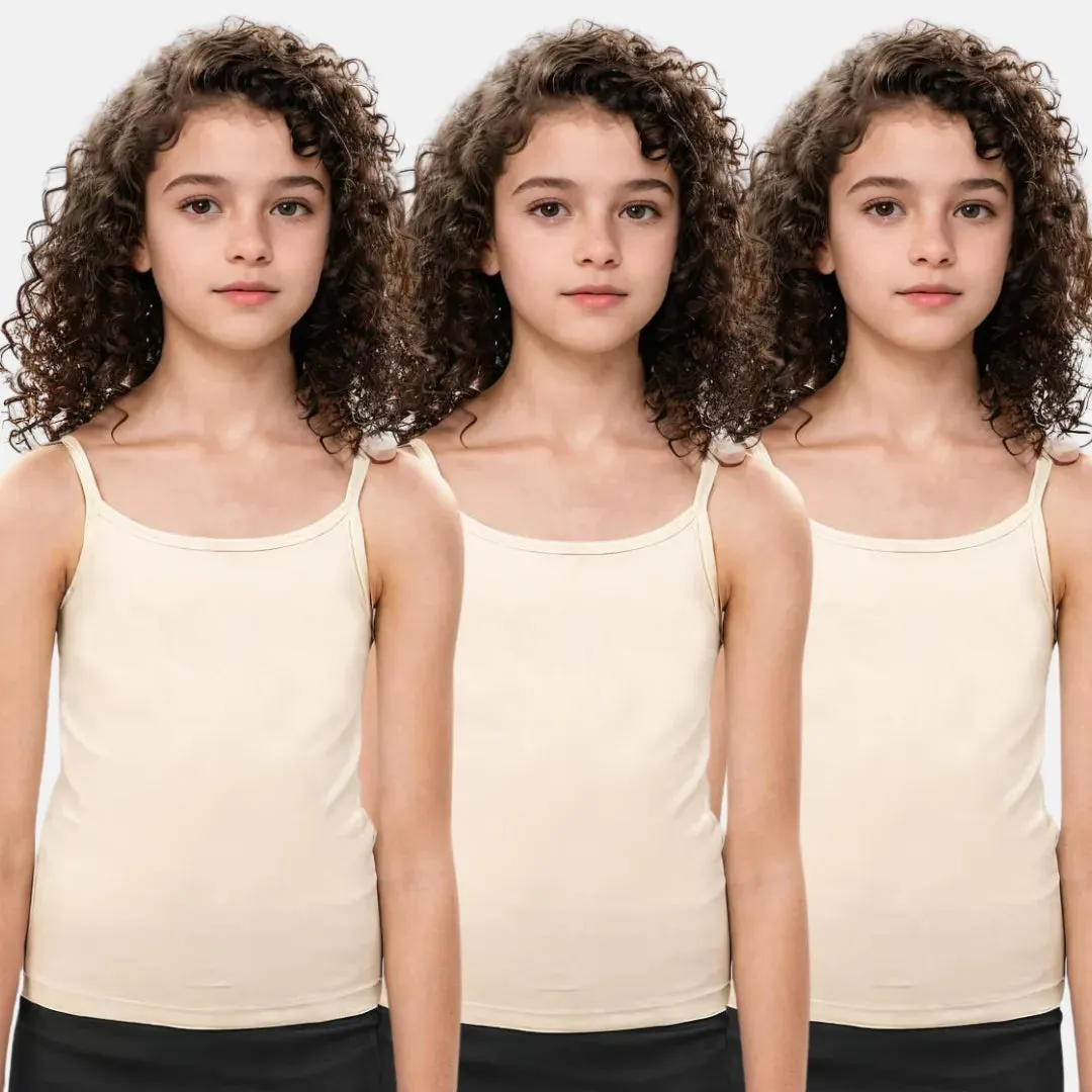 Padded Camisole | For Teens | Flat Padding | Covers Nipple Buds | Pack Of 3