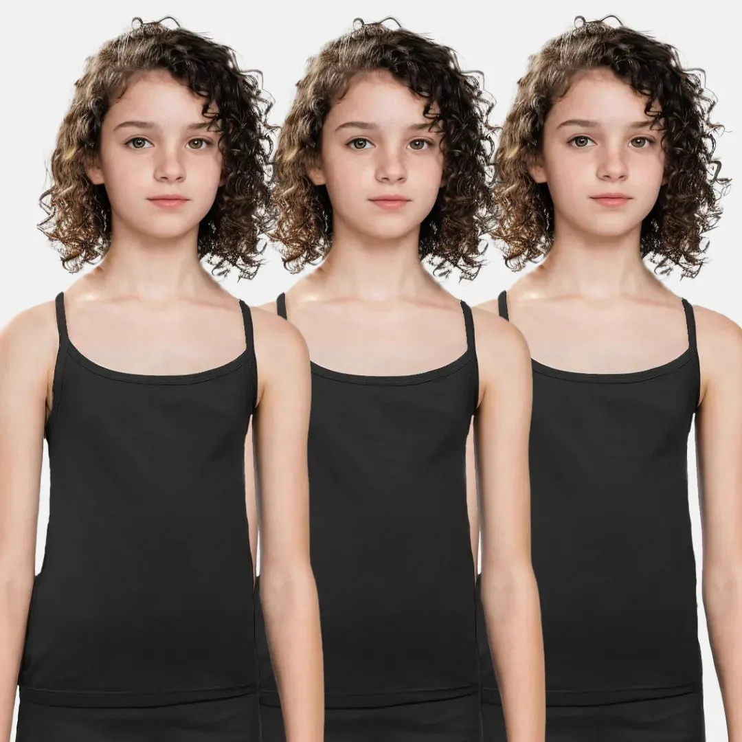 Padded Camisole | For Teens | Flat Padding | Covers Nipple Buds | Pack Of 3