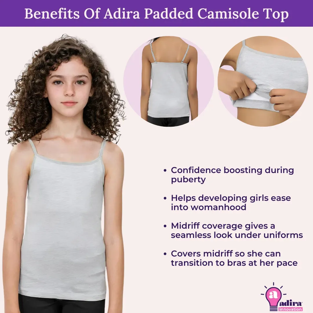 Padded Camisole | For Teens | Flat Padding | Covers Nipple Buds | Pack Of 3