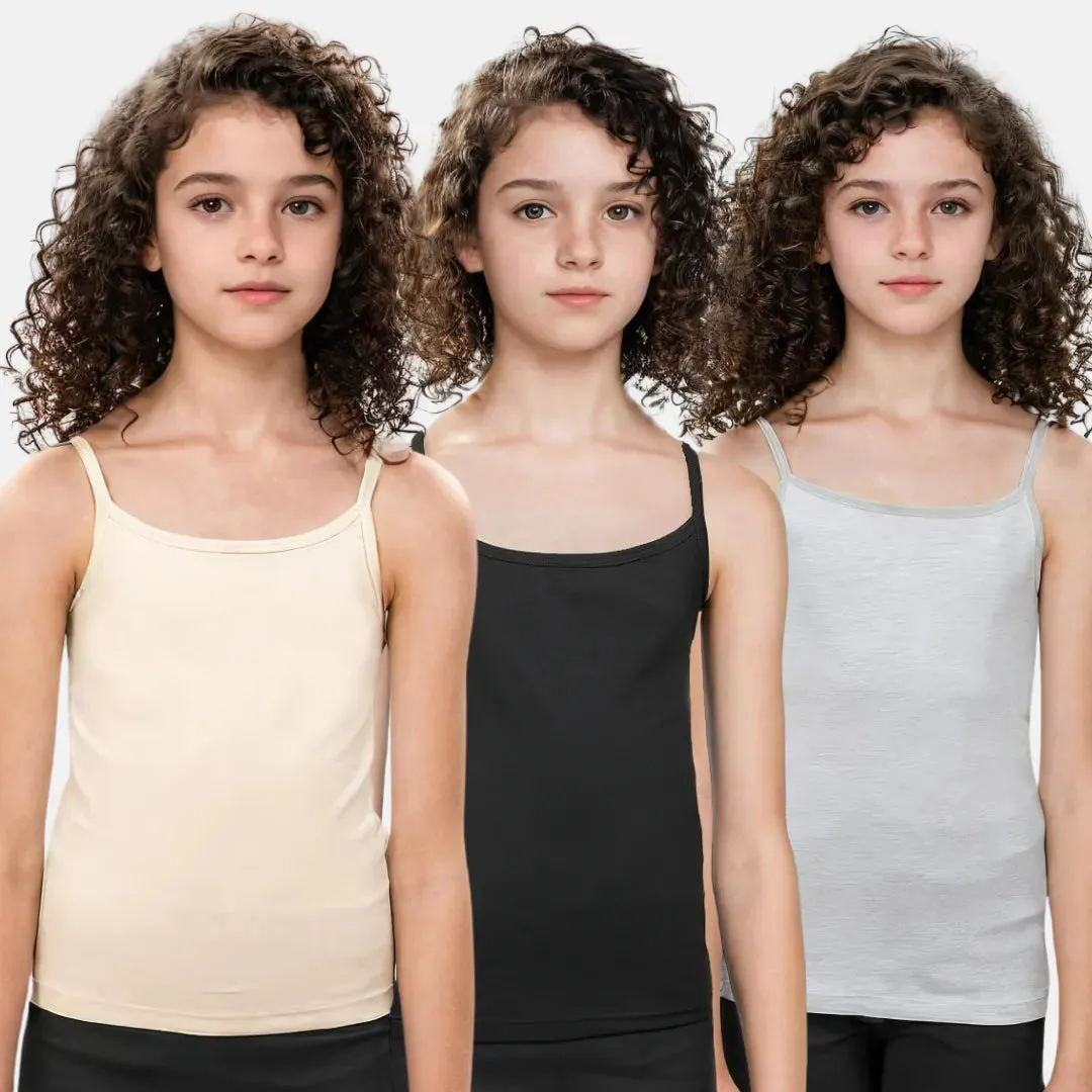 Padded Camisole | For Teens | Flat Padding | Covers Nipple Buds | Pack Of 3